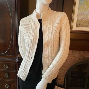 L.L. Bean Women's Ivory Cable Knit Fisherman Cardigan - Never Worn